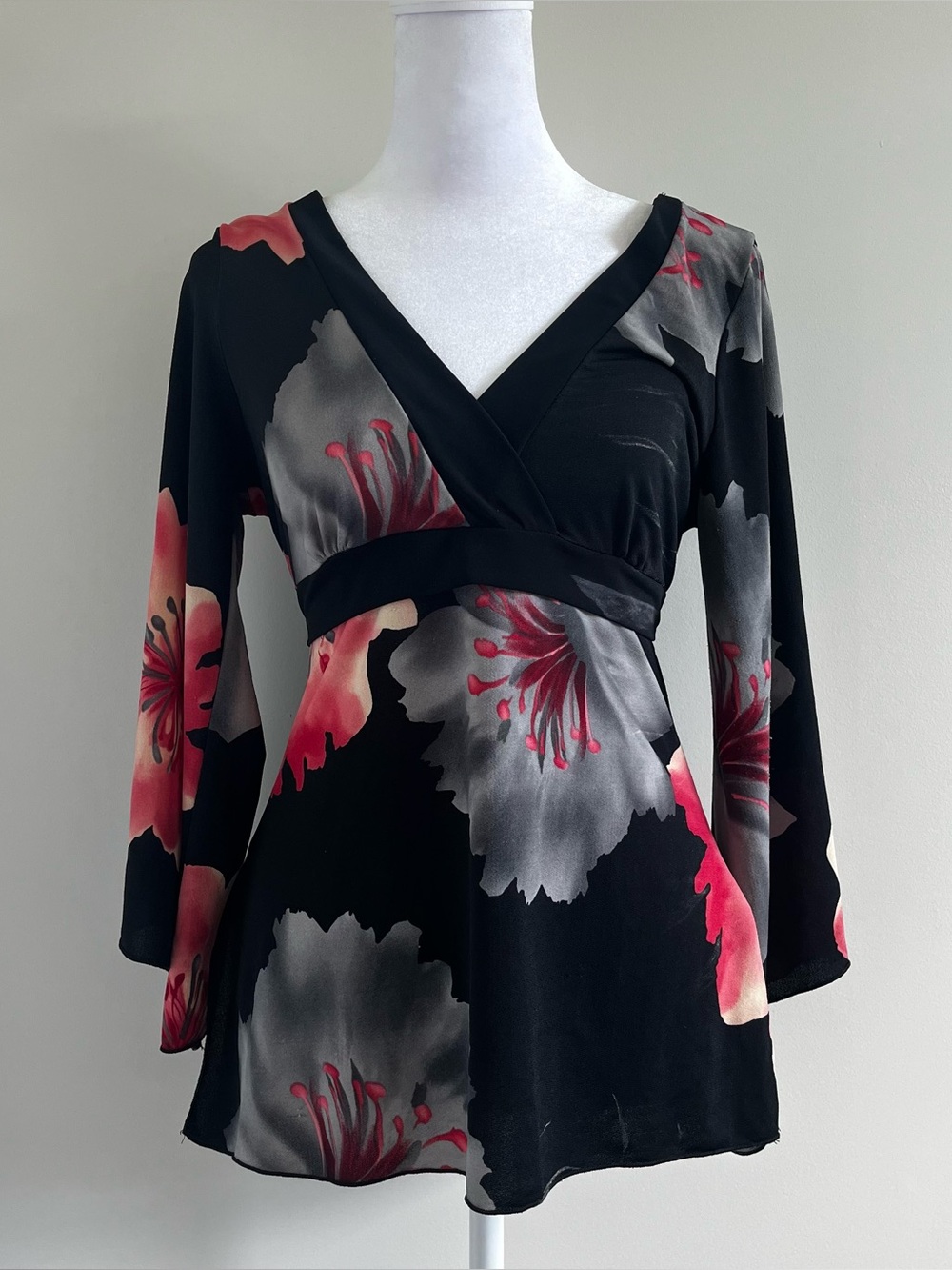 Vintage Moa Moa Floral Waist Tie Long Sleeve